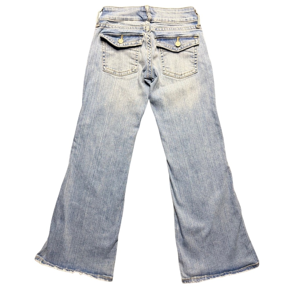 Aeropostale Jeans 000 Short Blue Super Low Rise Flare Flap Pocket